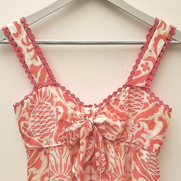 Kate Spade Linen Silk Pineapple Print Tie Front Sleeveless Top Women's Size 2 - Picture 3 of 12